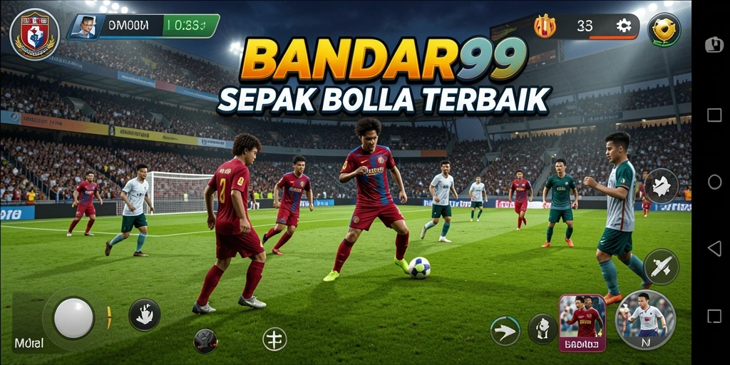 Tampilan screenshot permainan <strong>BANDAR99</strong> dengan aksi sepak bola yang dinamis.