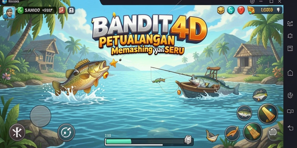 Screenshot utama BANDIT4D menampilkan aksi memancing yang mendebarkan.