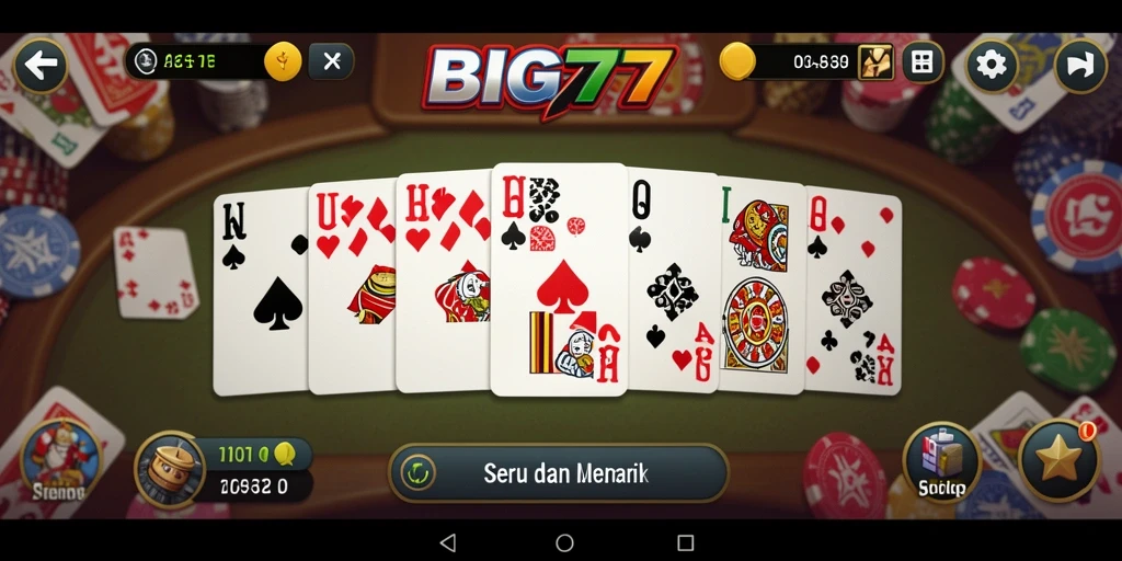 Screenshot utama BIG77 menampilkan gameplay domino yang mendebarkan.