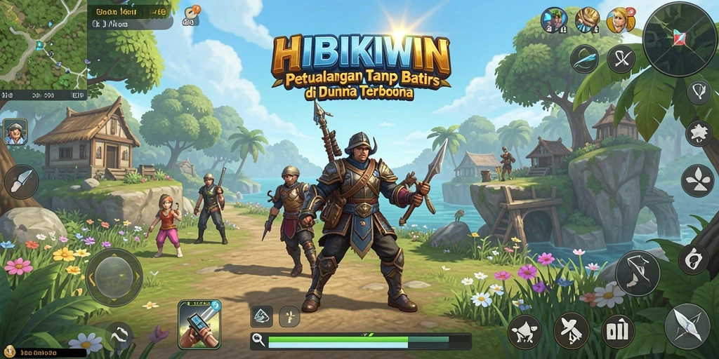 Screenshot menampilkan dunia terbuka luas HIBIKIWIN dengan pemandangan menakjubkan.
