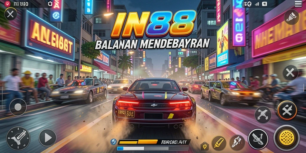 Screenshot gameplay IN88 menampilkan aksi balapan yang mendebarkan.