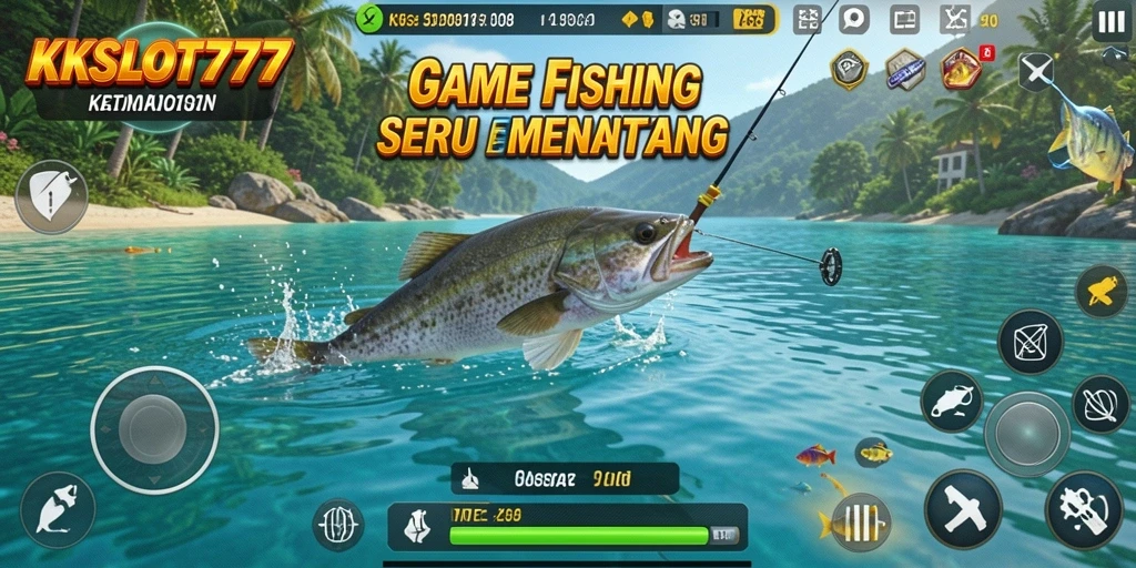 Screenshot gameplay KKSLOT777 dengan aksi memancing yang seru.