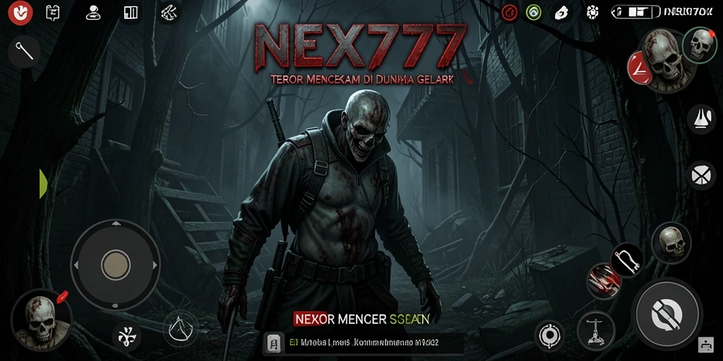 Screenshot gameplay NEX777 menampilkan atmosfer horor yang mencekam.