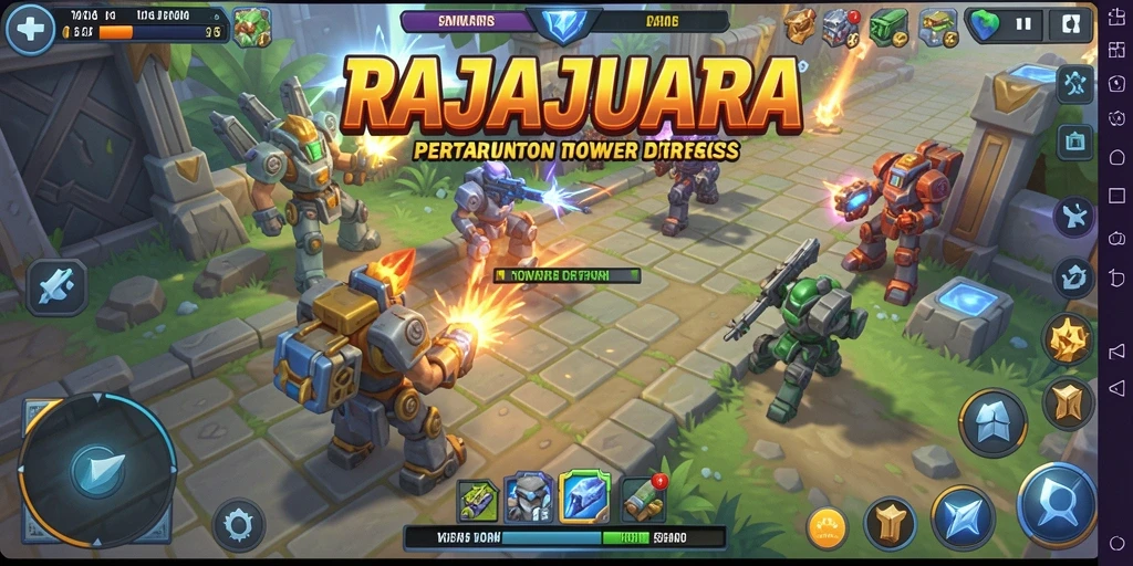 Tampilan gameplay seru RAJAJUARA dalam aksi Tower Defense.