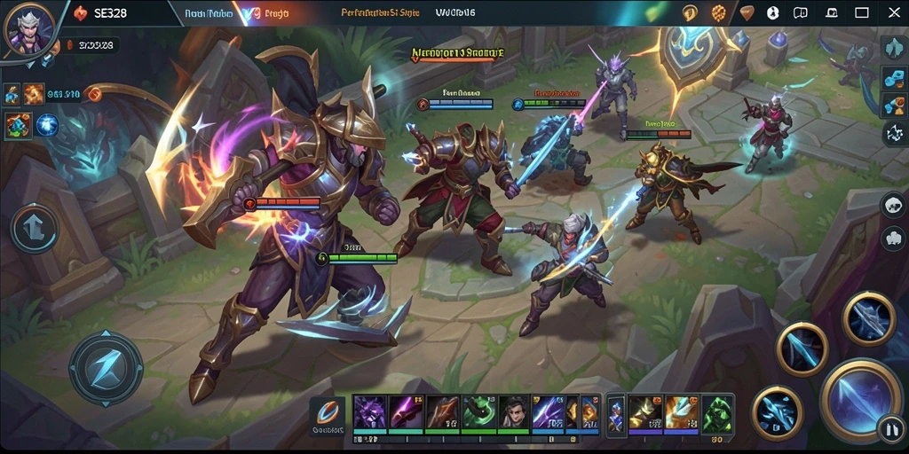 Gameplay mendebarkan dalam pertempuran MOBA.