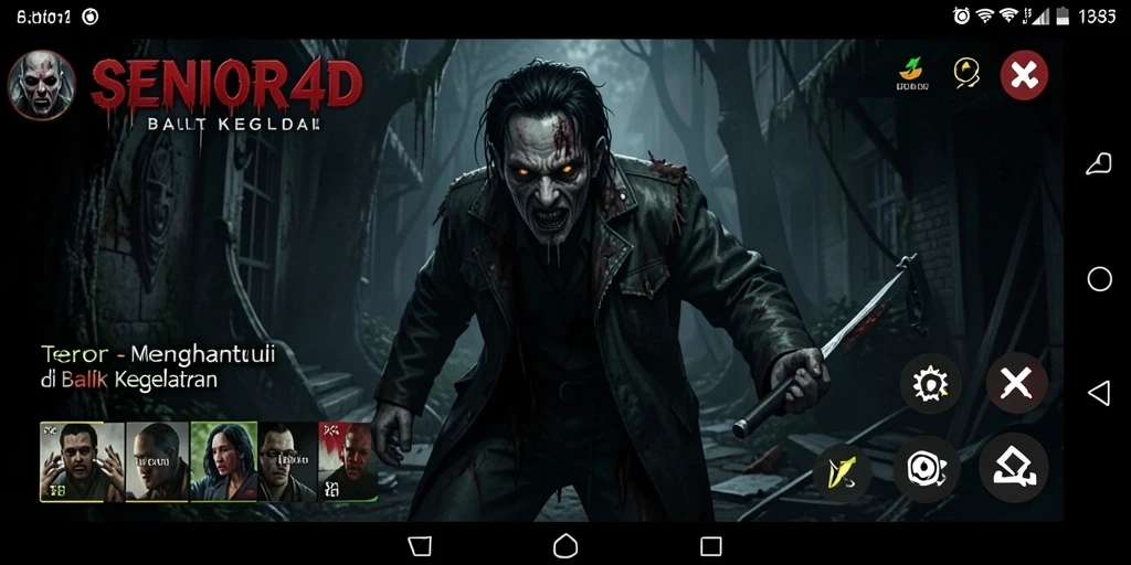 Tangkapan layar <strong>SENIOR4D</strong> menggambarkan gameplay yang menegangkan dengan suasana gelap dan penuh misteri.